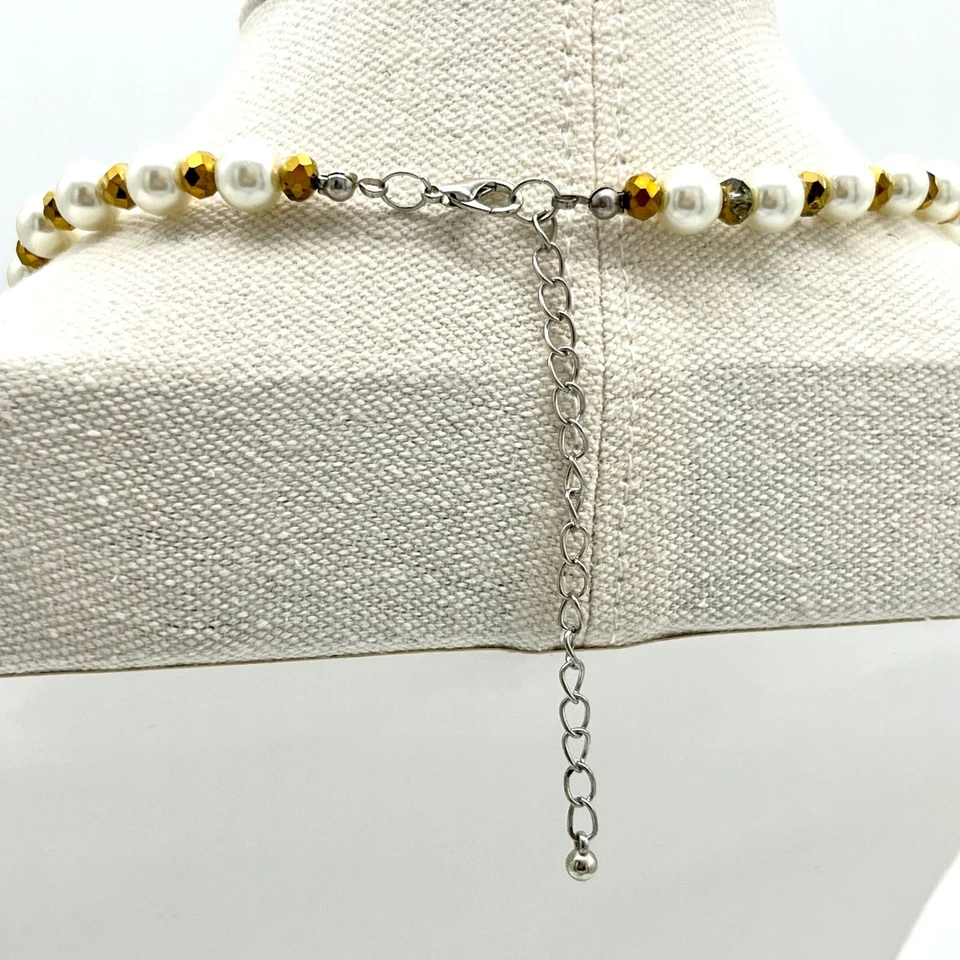 Collar de perlas ojo de tigre con cuentas cadena ajustable joyería de moda Foto 4 de 4