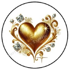 GOLD HEART WITH DIAMONDS VALENTINES ENVELOPE SEALS LABELS STICKERS PARTY FAVORS