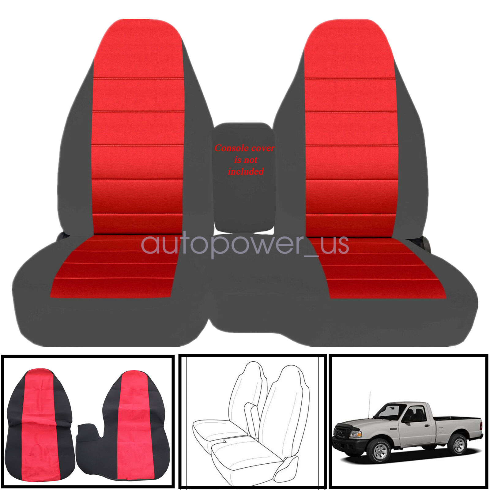 For 19982003 Ford Ranger Front 60/40 High Back Bench Seat Cover Black