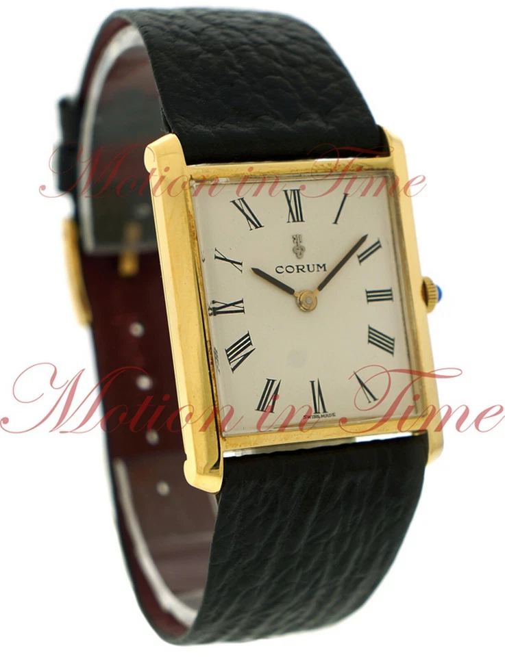 Corum Buckingham Vintage 29 mm x 38 mm esfera romana plateada en YG y correa negra Foto 3 de 4