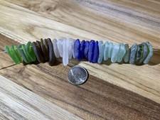 Sea Glass - 30 6-color Small Top Drilled - Cobalt Aqua Green White Brown