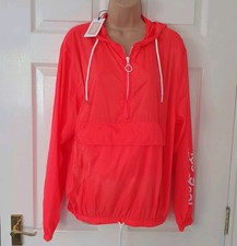 New Les Girls Le Boys Hooded Mac Packable Lightweight Neon Size Xs Logo