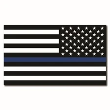Reversed Thin Blue Line American Flag Automotive Magnet Decal, 7x12 inches
