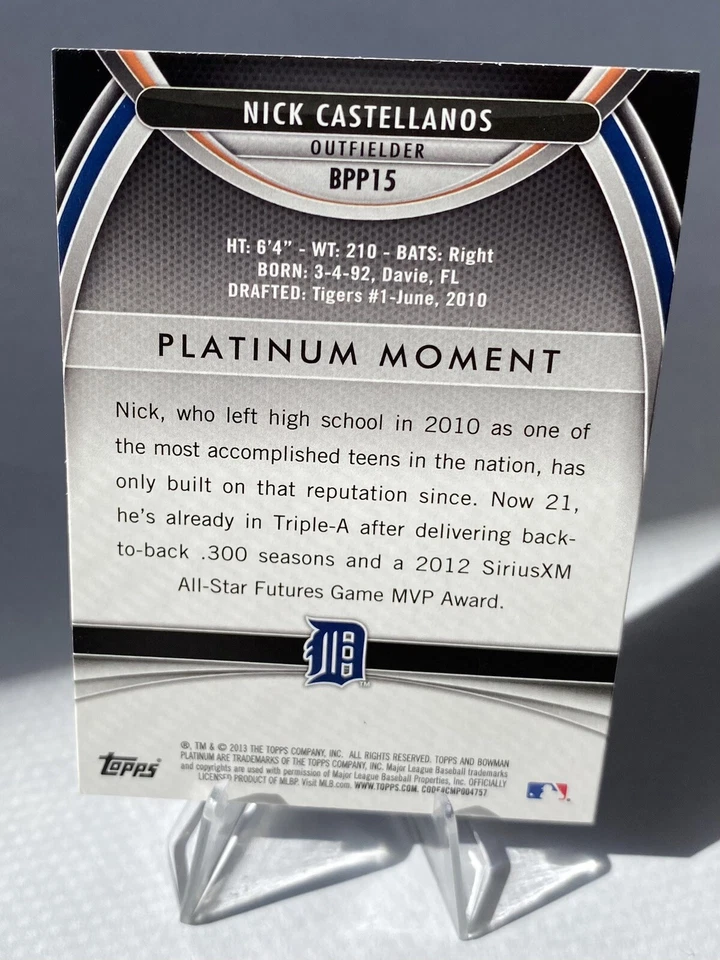 2013 Bowman Platinum #BPP15 Nick Castellanos Prospects - Image 2 of 2