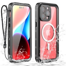 For iPhone 16 17 Pro Max 14 Plus Magnetic Waterproof Case with Screen Protector
