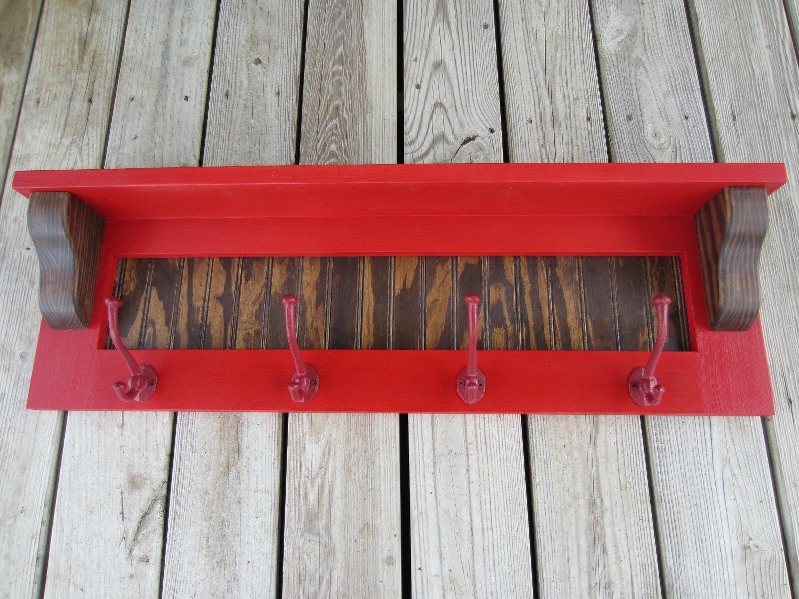 Farmhouse Coat Rack, Country Coat Rack With Corbels And Bead Board | eBay