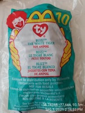 TY Teenie Beanie w/Errors - 10 - 1999 BLIZZ White Tiger - In Original Pkg.