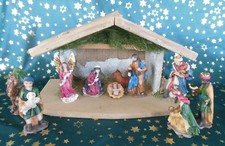 Weihnachtskrippe Komplett Set 11-teilig Stall mit Krippenfiguren mit Kamel N21