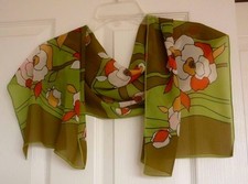 Unbranded Very Elegant Flower Design 100 Sheer Rayon Scarf, Made in Japan 