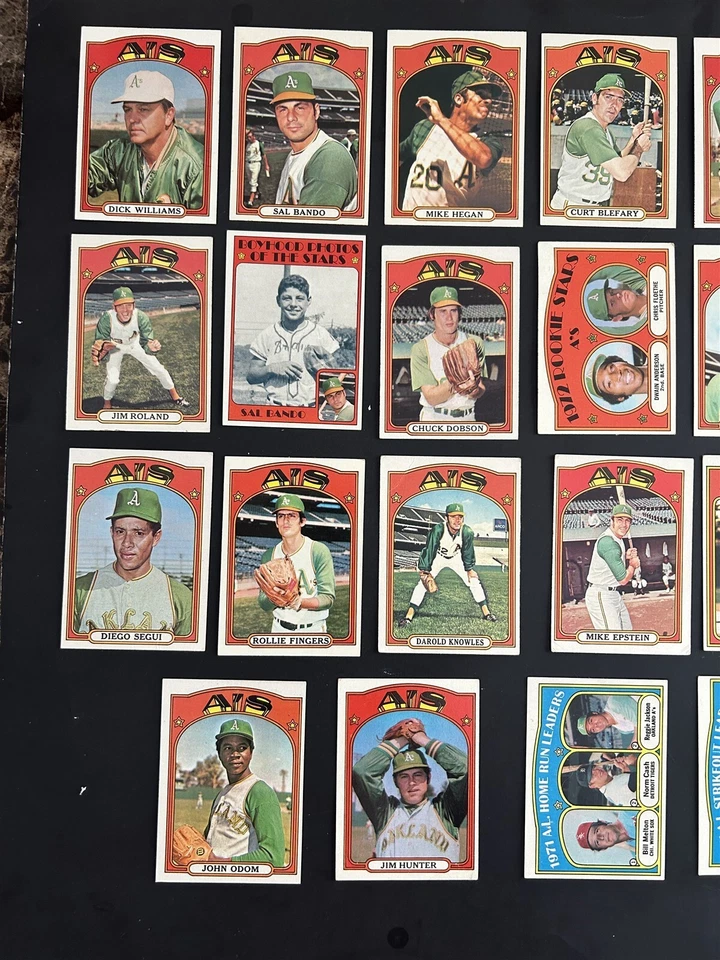 1972 Topps OAKLAND A's TEAM Лот из 33 ПАЛЬЦЕВ McLain HUNTER Rudi BANDO Vida ODOM - Изображение 2 из 3
