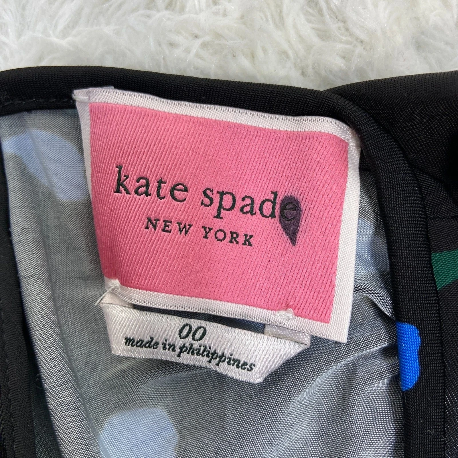 Abito midi floreale Kate Spade Sea Breeze manica svasata nero e blu donna tg 00