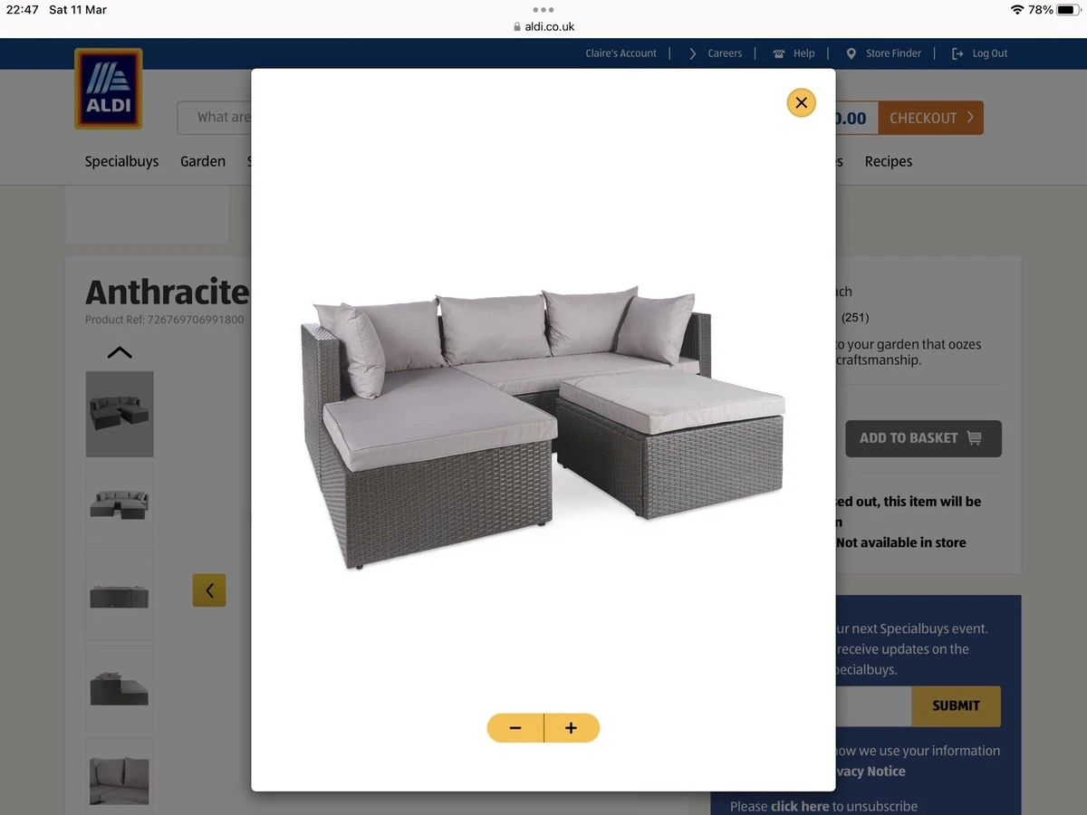 Aldi Gardenline Garden Corner Sofa And