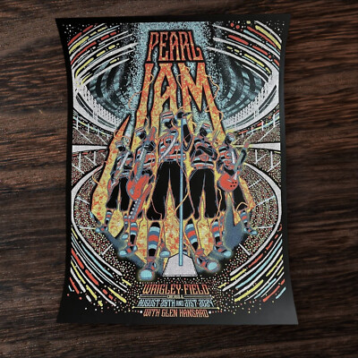 2024 PEARL JAM WRIGLEY FIELD POSTER BRAD KLAUSEN CHICAGO AUGUST 29