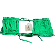NWT Free People x Toast Swim Women's Green Fern Ruffle Bandeau Bikini Top Size M