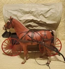 VINTAGE MARX BEST OF JOHNNY WEST COVERED WAGON & WHEELED HORSE COWBOY PLAY SET