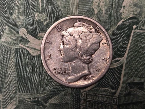 1917 D MERCURY DIME - XF - Beautiful Coin - Key Date