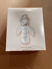 Hallmark Keepsake Ornament 2007 Angel with Heart Porcelain MIB White Silver Wing