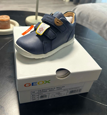 Geox B Macchia B Kinder Halbschuhe Leder Klettverschluss Navy EU 25