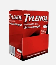 Tylenol Extra Strength, Pain Reliever & Fever Reducer 50 Packets of 2 Caplets