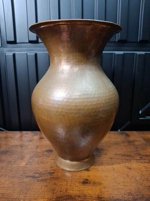 Large Vintage Solid Hammered Copper Vase