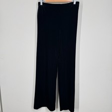 Vintage Alex Evenings Pants Womens S Plain Black Velvet Velour Wide Leg Trousers