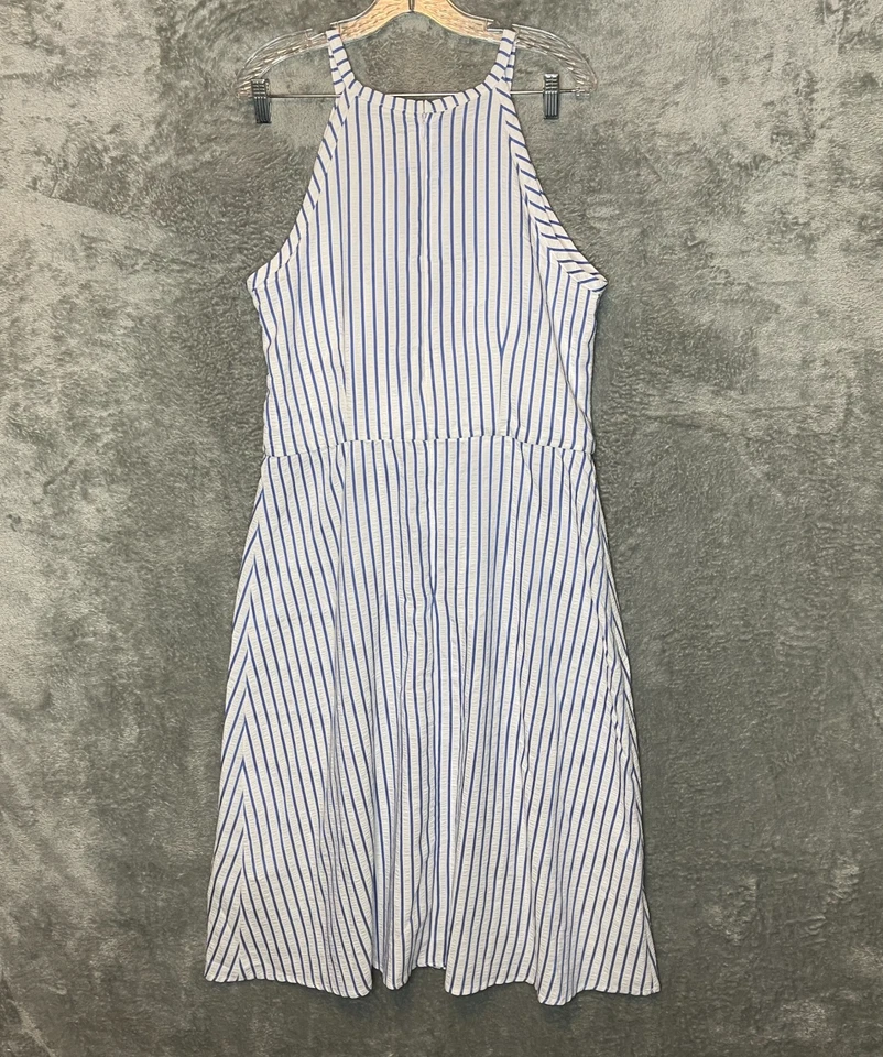 Vestido midi London Times para mujer a rayas costero náutico preppy ojo de cerradura nudo 16 Foto 2 de 4