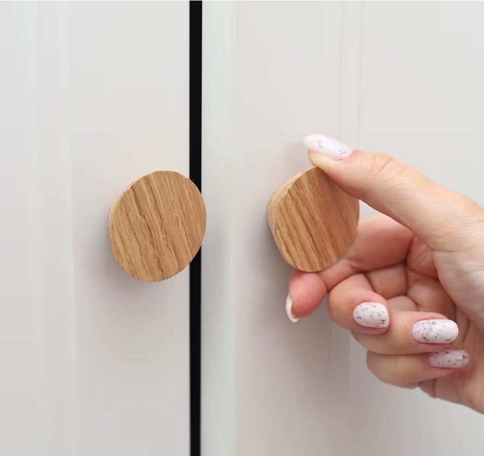 Wood Cone Cabinet Knobs 12 Pack – 4.1cm Diameter Round Shape Light