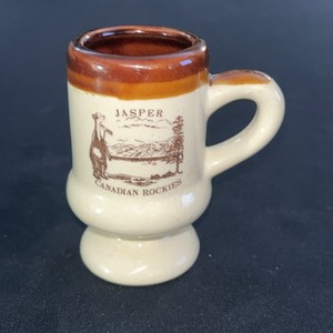 Jasper Souvenir Mini Ceramic Mug Shaped Toothpick Holder Colonial Design 3” Tall
