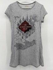 Harry Potter T-Shirt Women's Short Sleeve Gray Marauders Map Size Large
