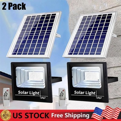 2 Pack LED Solar Flood Lights Outdoor Street Light Dusk to Dawn Flood Wall Lamp