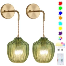 Battery Operated Wall Sconce, Wireless Wall Sconces RGB Color Changing Dimmab...