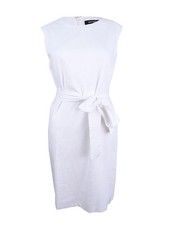 Nine West Women's Belted Sheath Dress (2, White) 782418655088
