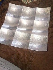 Clear Textured Glass Square Tray Platter Serving Tray