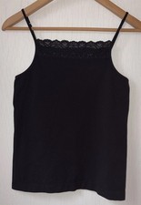 Y2K Camisole Sz M Lace Trim Square Neck Black Intimate Whimsigoth