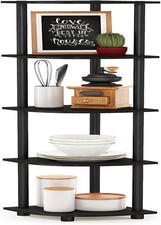 Furinno TURN-N-TUBE Eckregal, 5-stufiges Eck-Bücherregal, offene Aufbewahrungsregale,