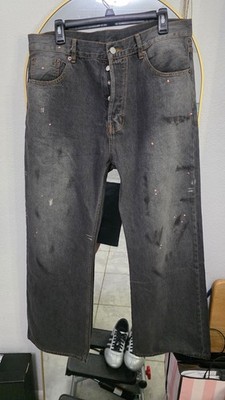 Acne Studios 2023M Paint Splatter  Black washed  baggy fit jeans Made in Italy 3