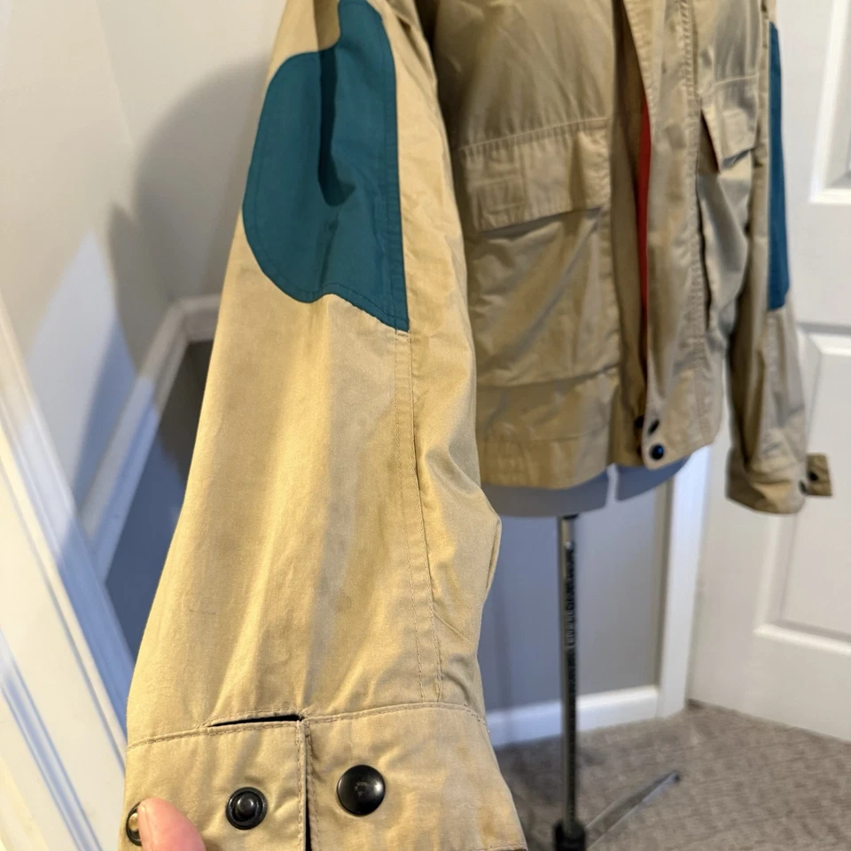 John Weitz VTG Tan Blue Jacket Windbreaker Bomber Size Large - Image 2 of 4