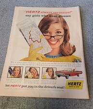 1961 Hertz Rent A Car Print Ad Chevrolet Impala Convertible