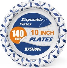 140 Pack 10 inch Heavy Duty Paper Plates Disposable  Thickened Bulk Plates,