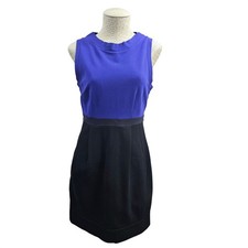 Theory Colorblock Pocket Sheath Dress Royal Blue Black Business Career Size 8