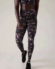 NWOT ATHLETA Rainier Tight Legging Lyra Garden Black Pink, MSRP:  109, Size S