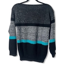 VTG 80s Adele Knitwear Women's Colorblock Stripe Pullover Sweater Made USA Sz. M