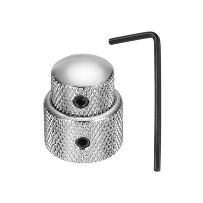 Dual Concentric Stacked Control Knobs with Wrench for Guitar, Bass, Silver