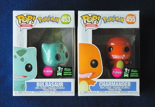 (2) NEW Funko Pop Pokemon Bulbasaur & Charmander Flocked - Official 2020 ECCC
