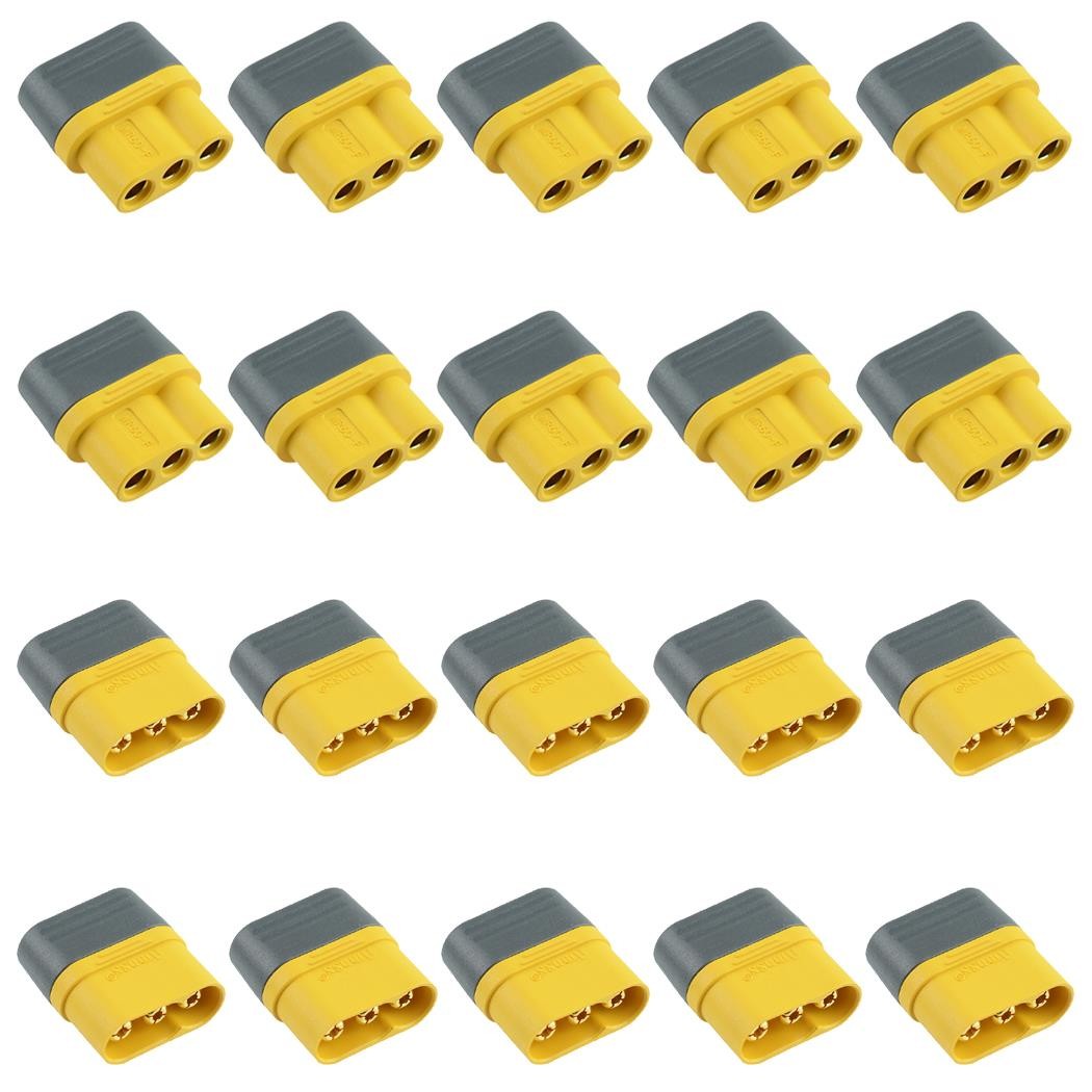 10 Pairs Male + Female MR60 3 Pin Gold Plated Connector with Cap 30A Amass