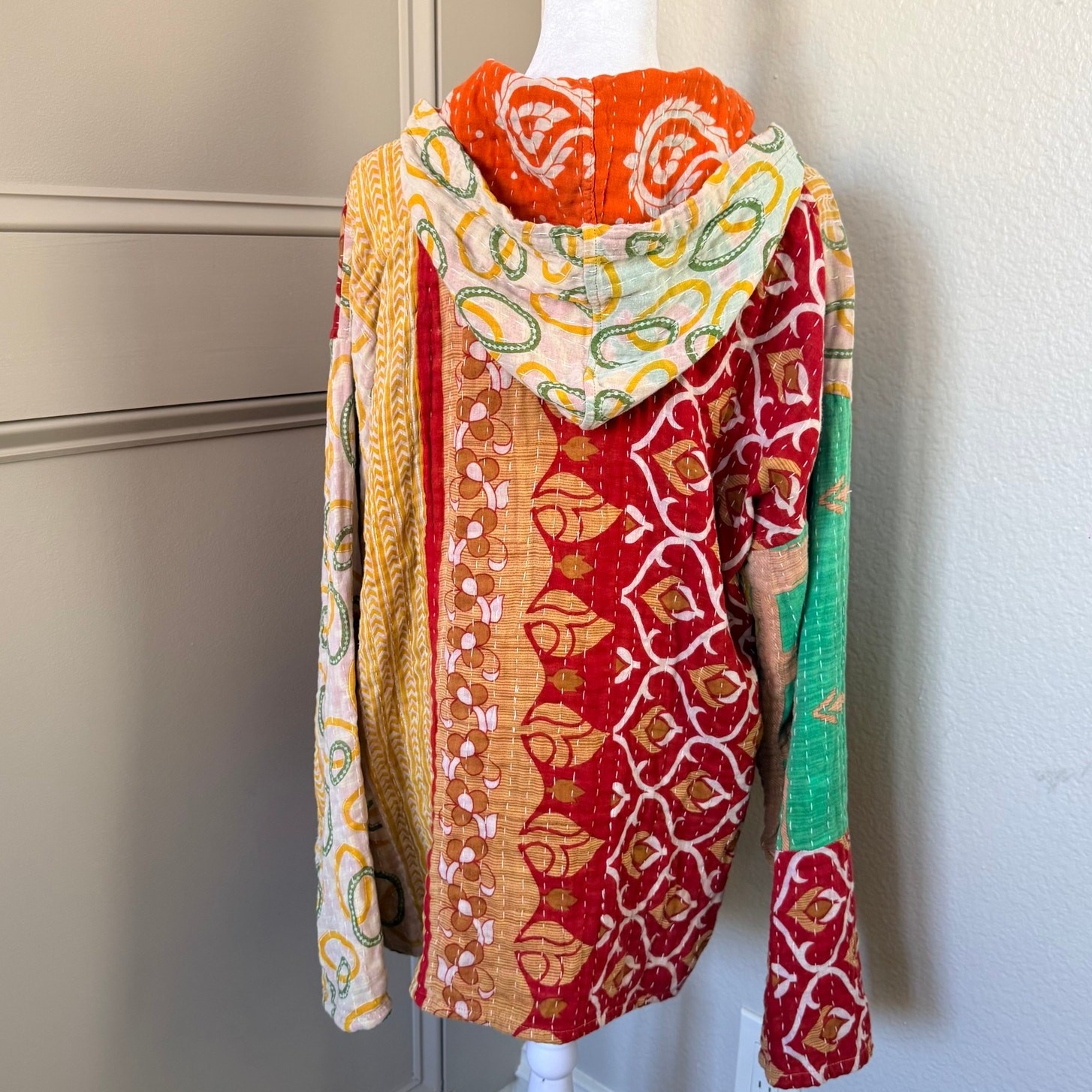 Handmade Kantha Reversable Patchwork Boho Hoodie … - image 5