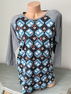 LulaRoe Mickey Mouse Disney Top Randy T Shirt 3/4 sleeve Baseball Cute