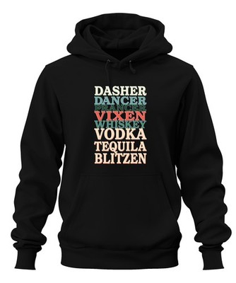Dasher Dancer Prancer Vixen Whiskey Weihnachtsparty Lustig Retro Unisex Hoodie K