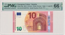 EUROPEAN UNION (AUSTRIA) banknote 10 Euro 2014 PMG MS 66 EPQ Gem Uncirculated