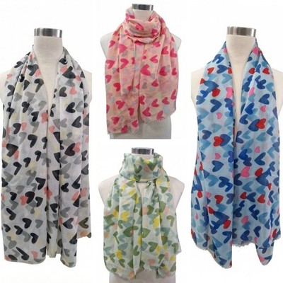 Cotton Feel Farbe Herz Schal Langschal mit Herz Muster UK